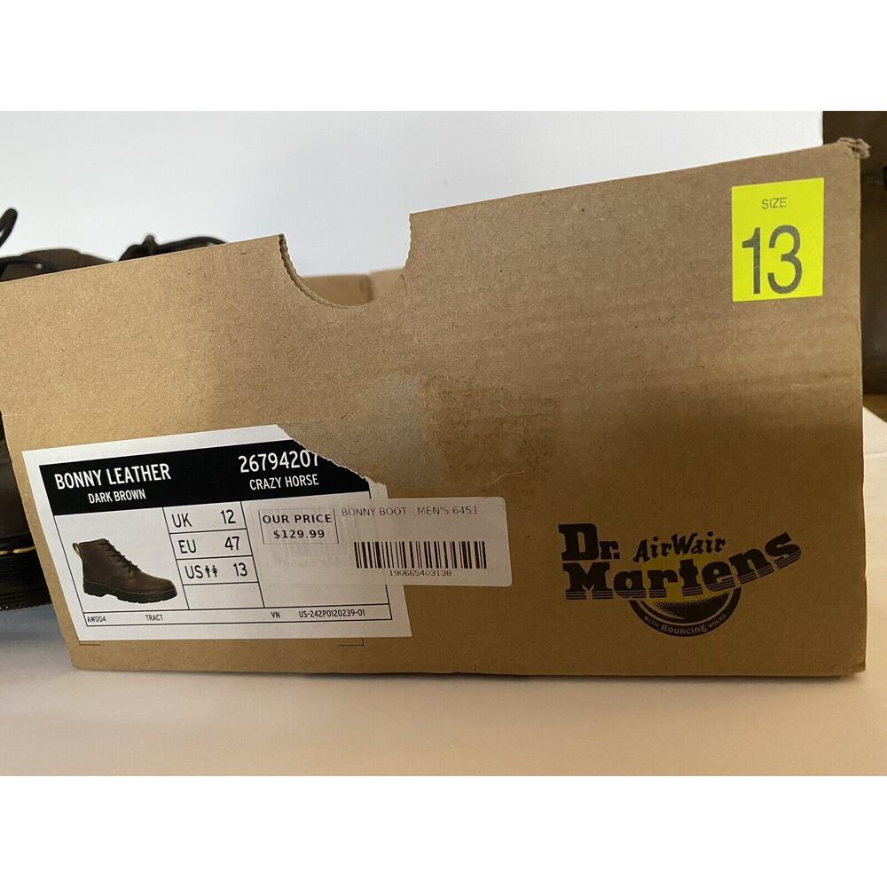NWT Dr. Marten Size 13 M Bonny Leather Crazy Horse Distressed Dark Brown - Picture 2 of 13